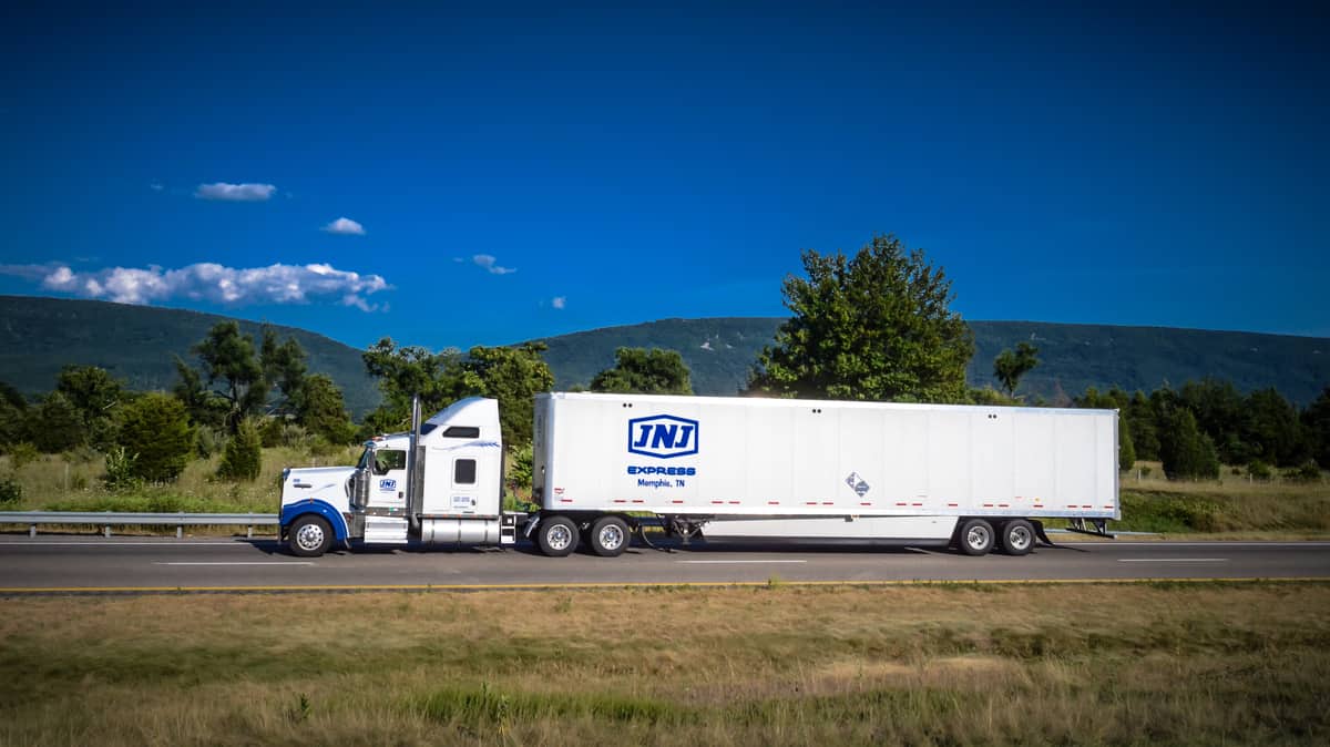 JNJ Express truck on the highway